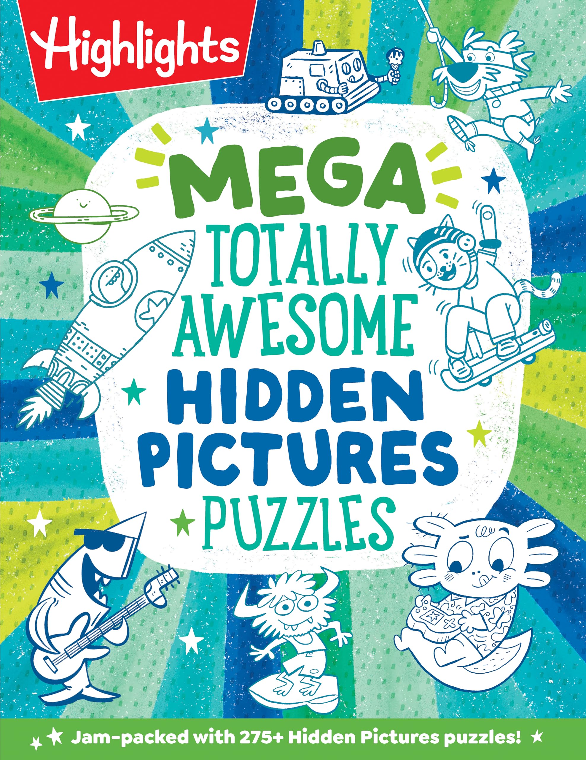 Mega Totally Awesome Hidden Pictures Puzzles: Big Puzzle Book with Over 300 Hidden Objects Scenes and Puzzle Games for Kids with Dinosaurs, Robots and