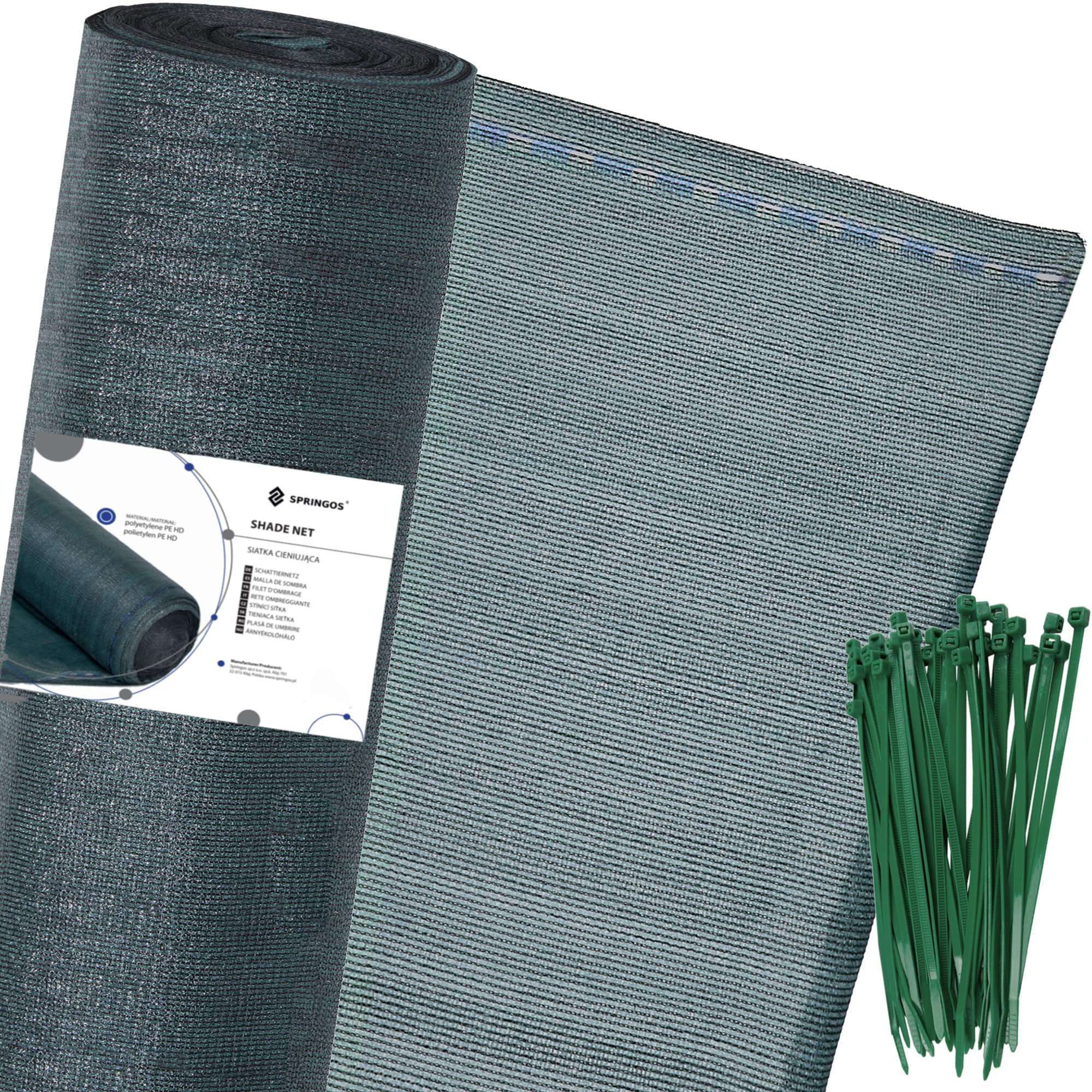 SPRINGOS Rete ombreggiante Rete ombreggiante 1,5 x 50 m Rete di Recinzione 140 g/m² incl. 200 Fascette