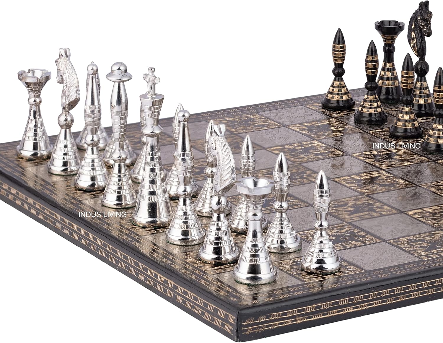 Luxury & Decorative Premium Chess Board Game Set | 12 x 12 Inches | Multicolor | Collectible & Handmade Chess Set for Professionals & Adult for Tournament/for Gifting by INDUS LIVING