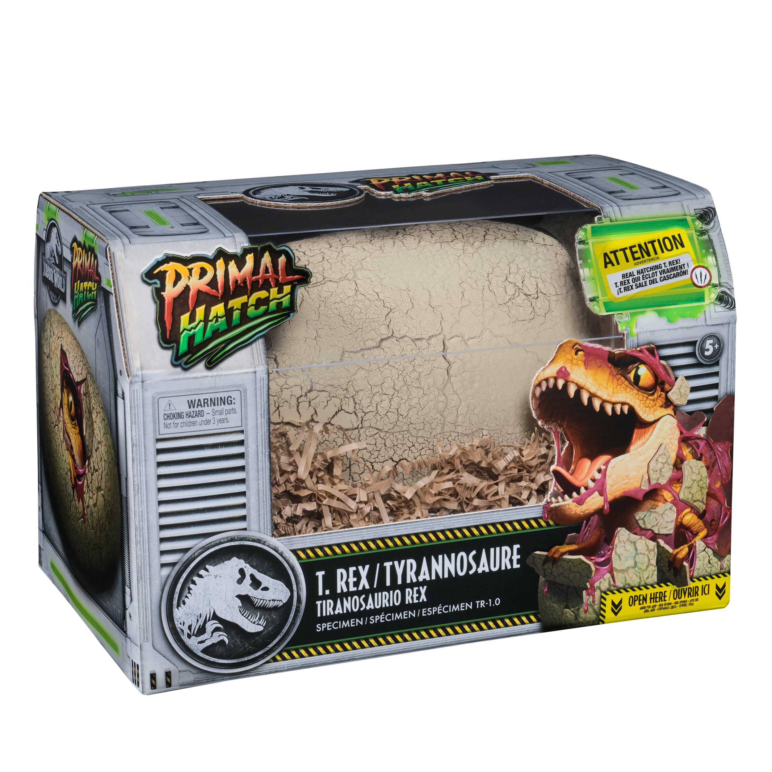 Primal Hatch Jurassic World, Dinosauro Interattivo con Uovo, Fai Schiudere e Addestra il Tuo Cucciolo di Dinosauro con Oltre 100 Suoni e Reazioni, Giocattolo per Bambini e Bambine, 5+ Anni