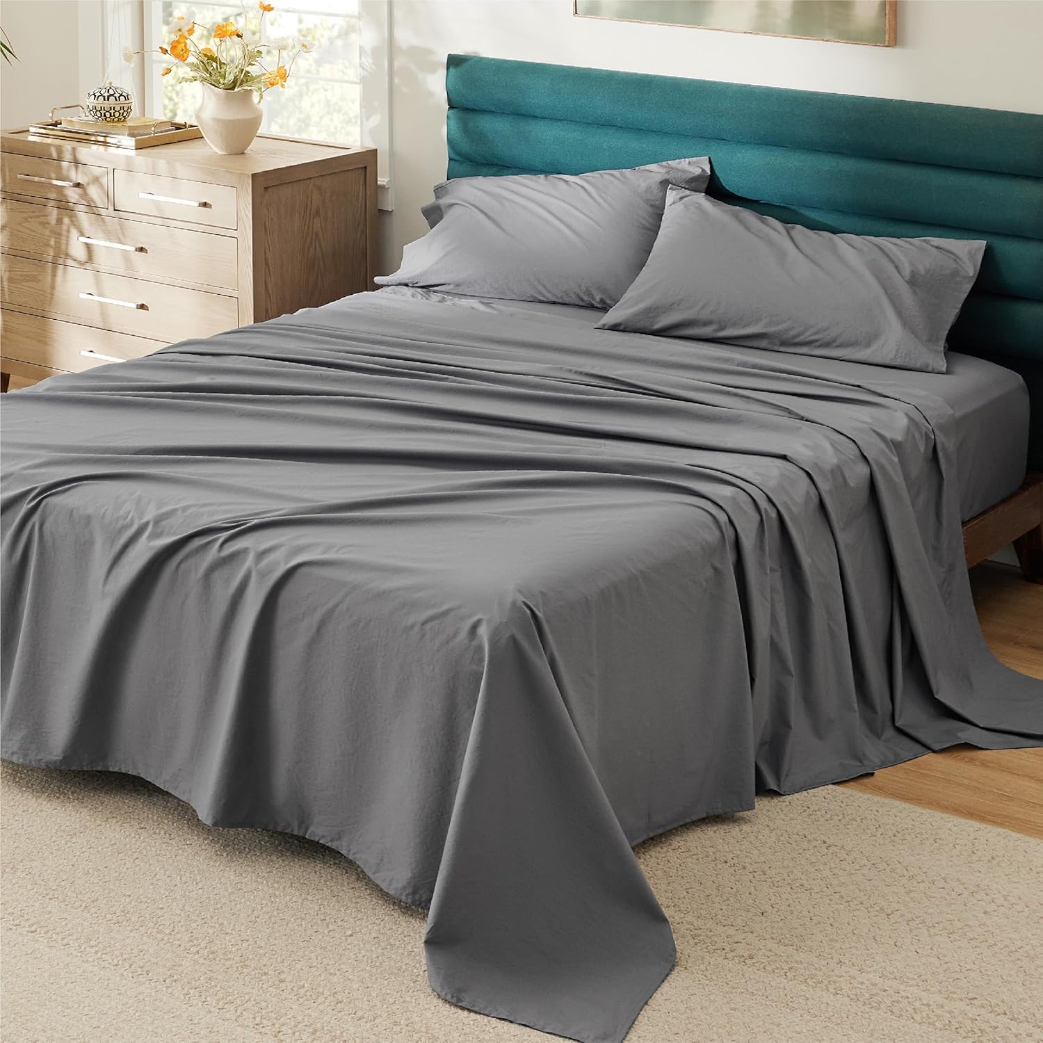 Bedsure 100 Cotton Sheets King Size Soft Percale Sheets