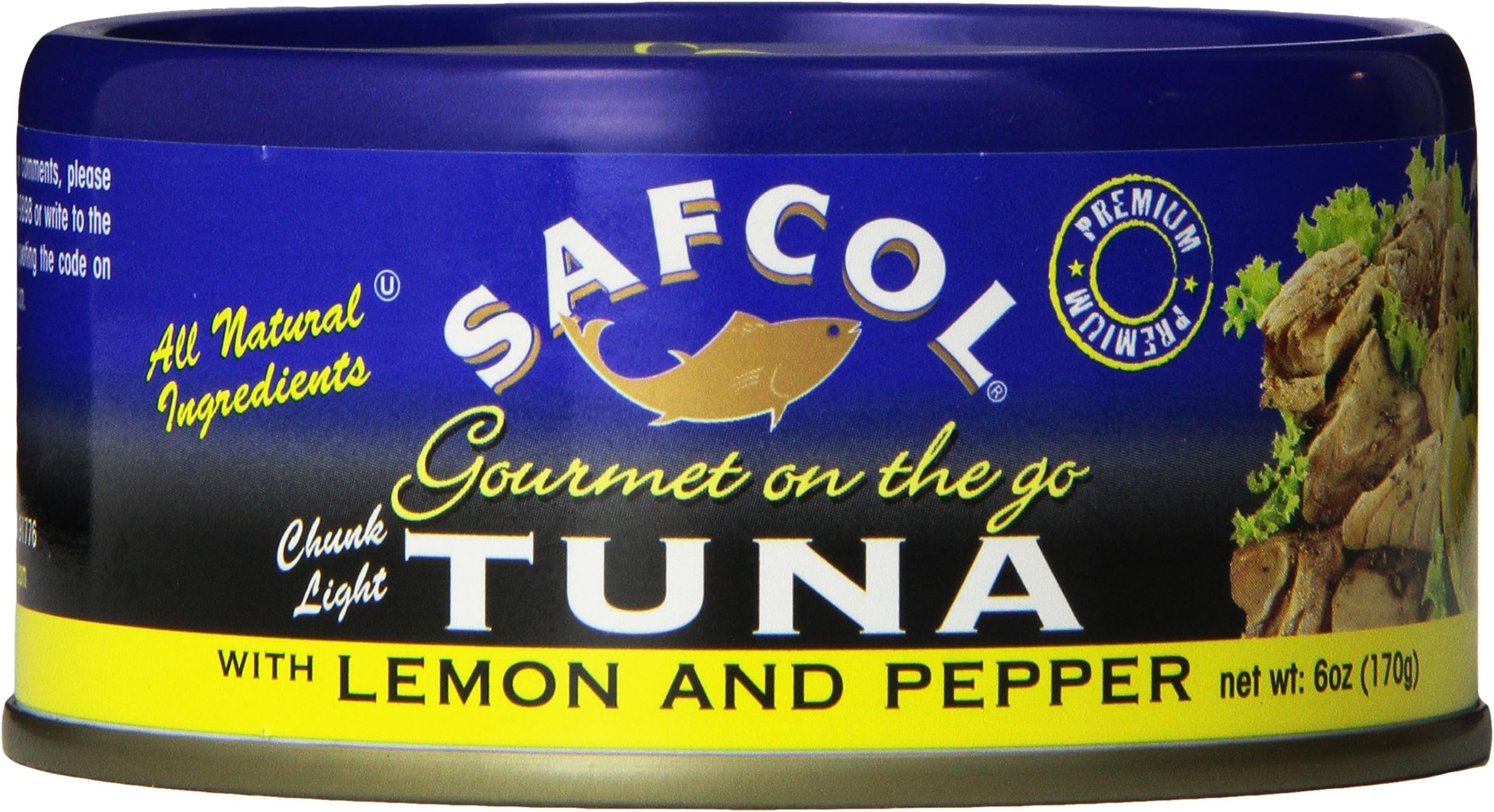SAFCOL Gourmet on the Go Chunk Light Tuna with Lemon and Pepper in Spring Water, 6-Ounce Cans (Pack of 12)