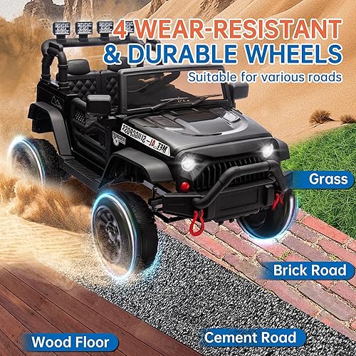 Miniatura 3 de Auto Jeep de 24 V para niños, 400 W, con control remoto para padres, autos eléctricos para niños con suspensión de 4 ruedas, Bluetooth, MP3, música,