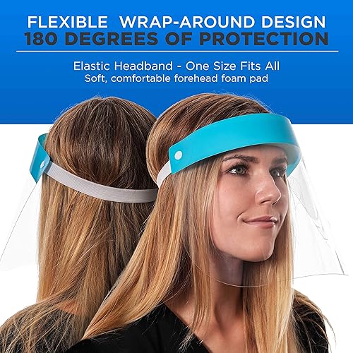 Miniatura 16 de Salon World Safety protectores faciales (100 negros y 100 azules), protectores ultra transparentes de cara completa para proteger ojos, nariz