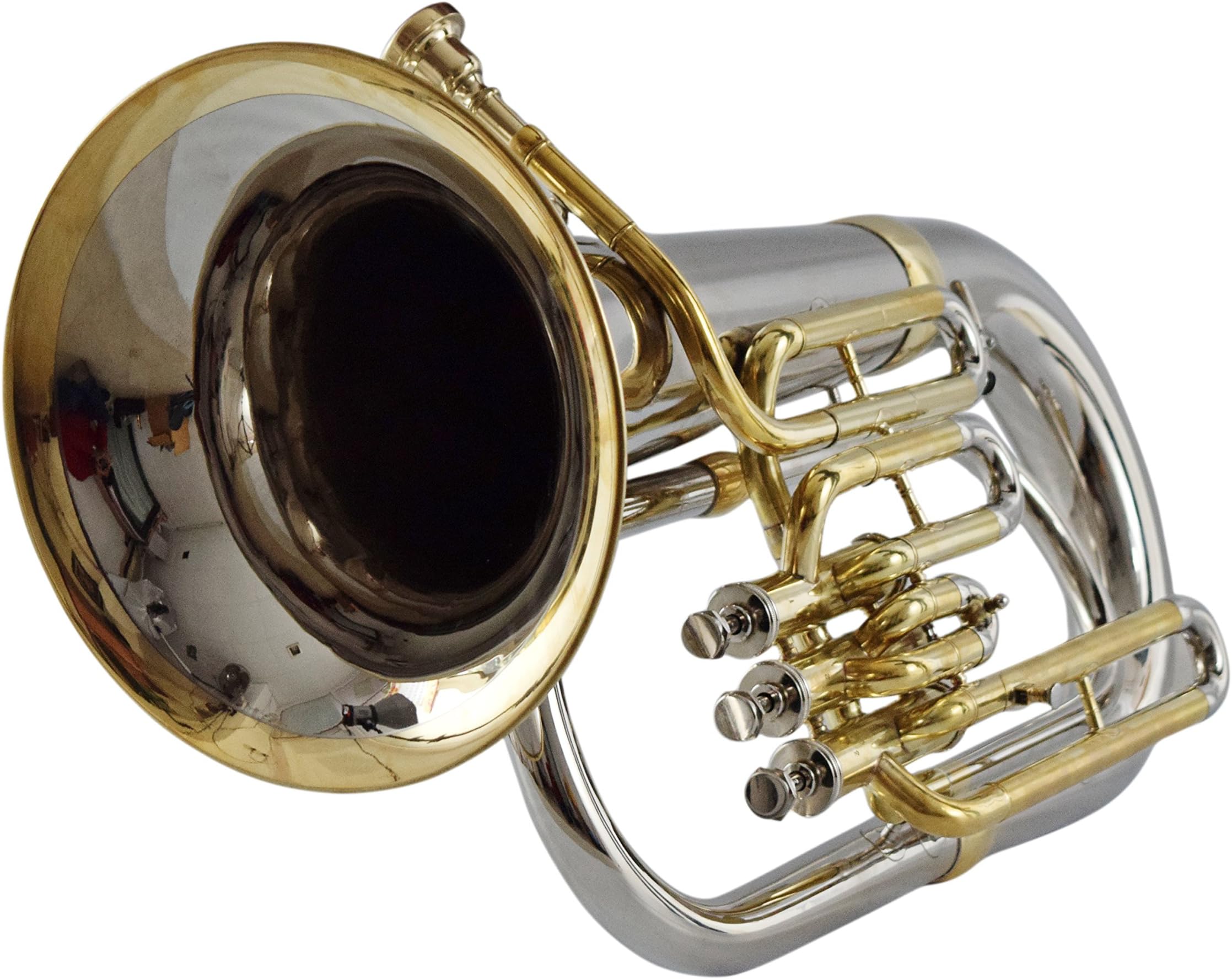 SOUND SAGA® Euphonium 3 Valve, BB Pitch, Premium Quality Including Mouthpiece and Carry Case (BRASS NICKEL)