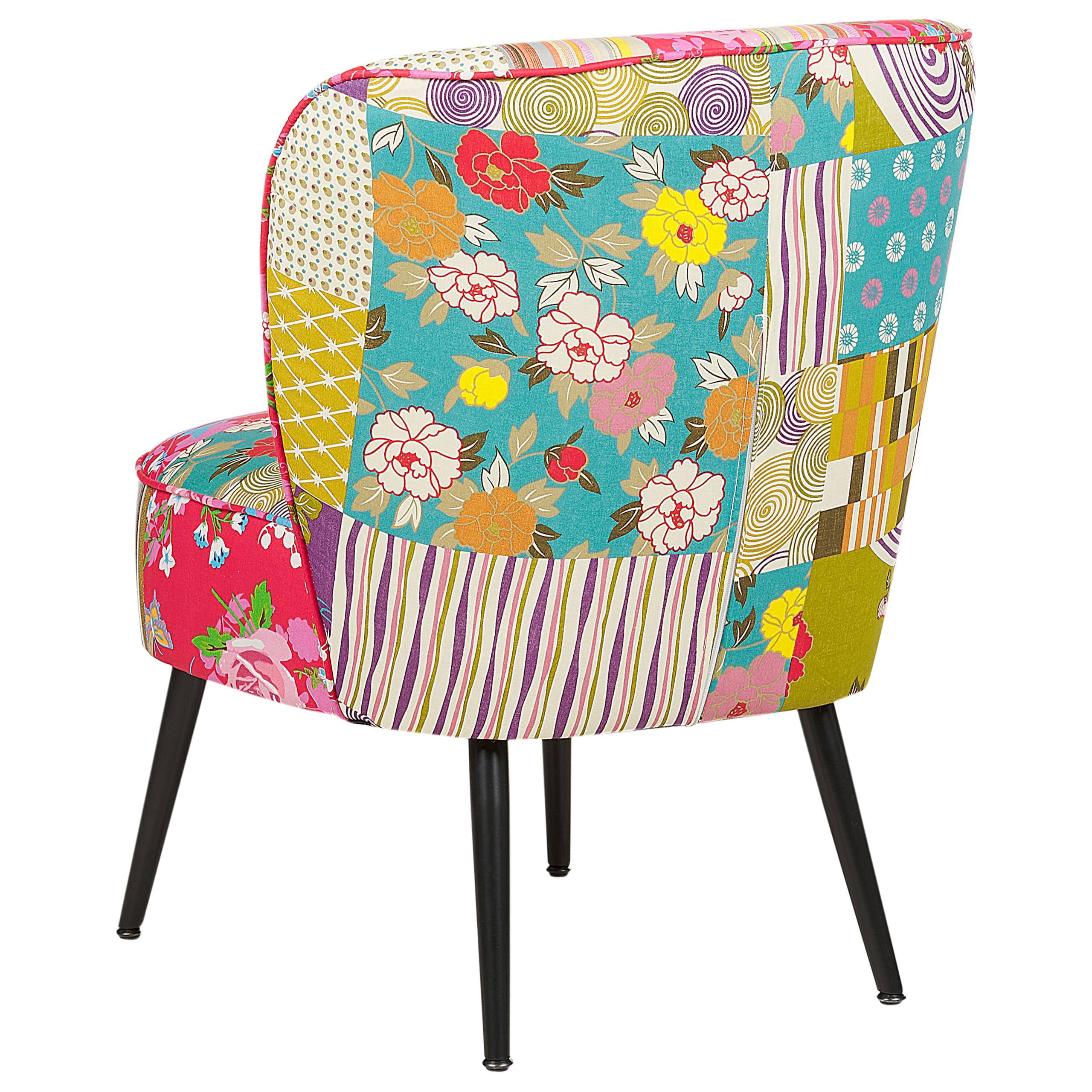 Beliani Bequemer Sessel aus Stoff bunt/schwarz Patchwork Design Voss