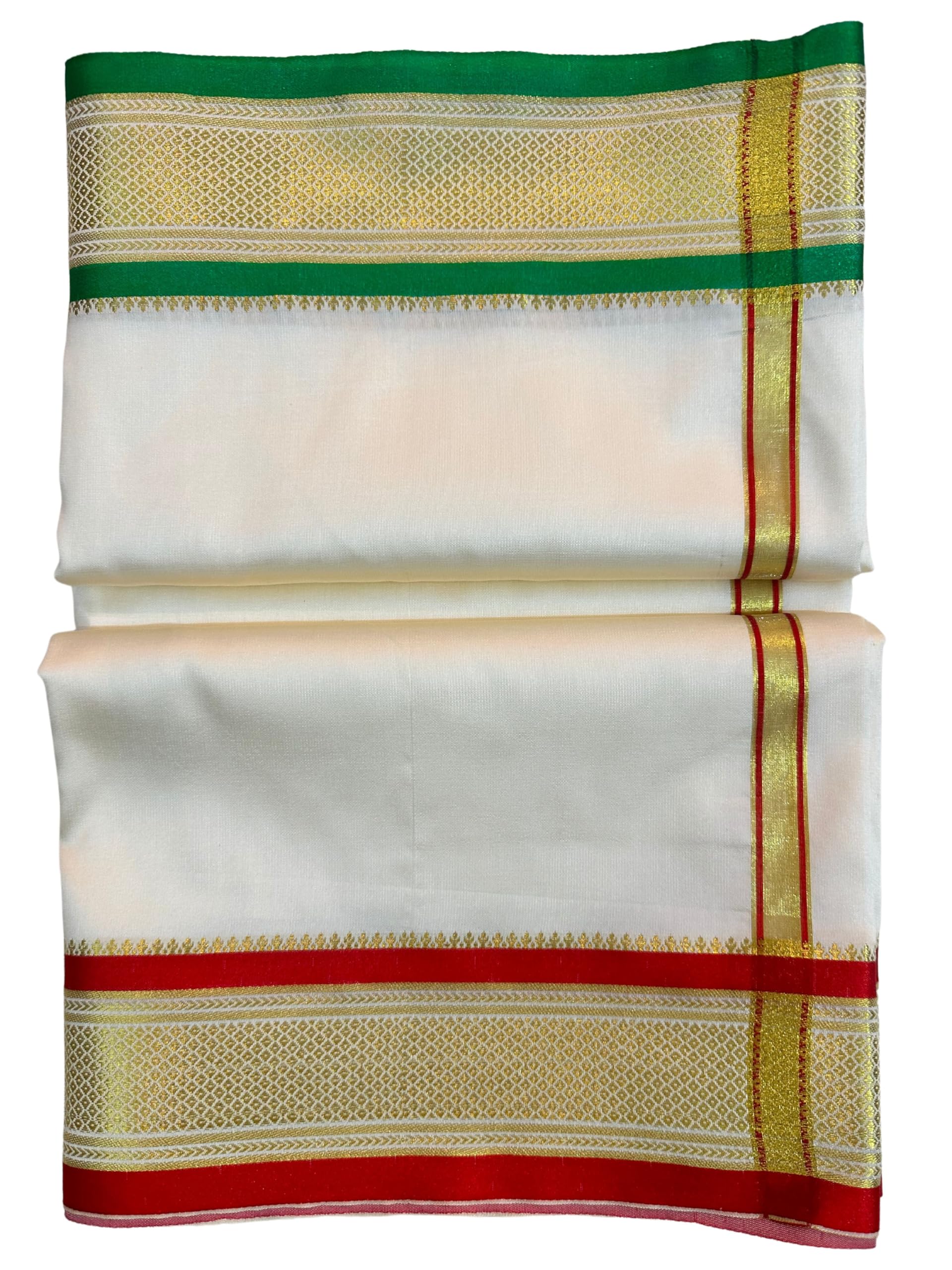 Men's Traditional Panchakacham Polyester Dhoti Set with Silk Zari Border, 4 Meter Dhoti & 2 Meter Dupatta | Mundu/Veshti/Lungies Dhoti For Men for Pooja Temple & Special Occasion-picture-15