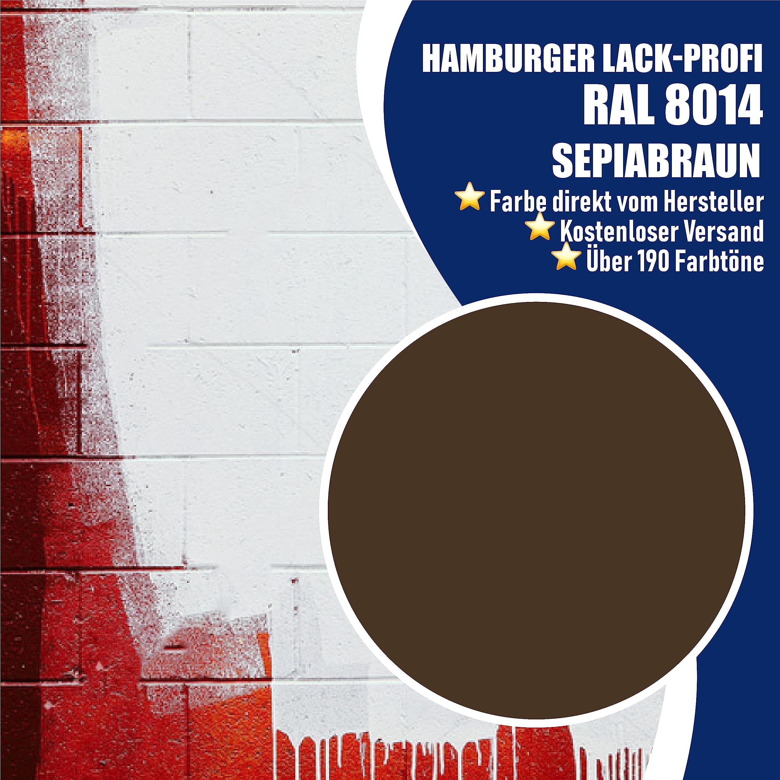 Hamburger Lack-Profi Betonfarbe SEIDENMATT Sepiabraun RAL 8014 Braun Bodenfarbe Bodenbeschichtung Betonbeschichtung Fassadenfarbe (1 L)