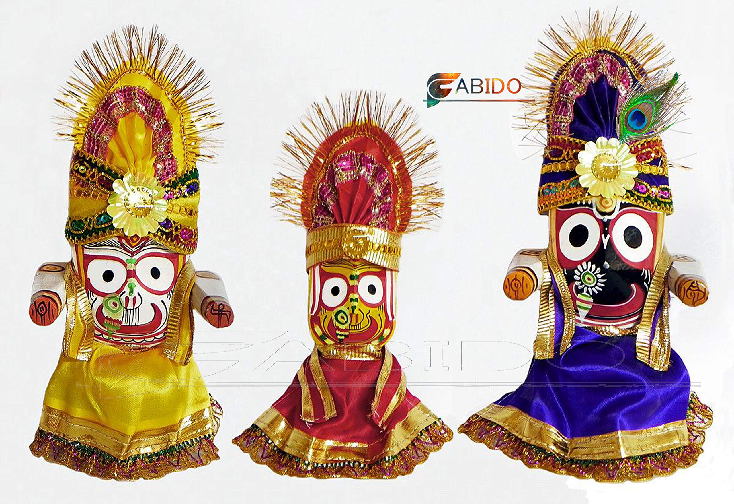 Buy FABIDO Colored Wooden Idol of Lord Jagannath,Balaram and Subhadra