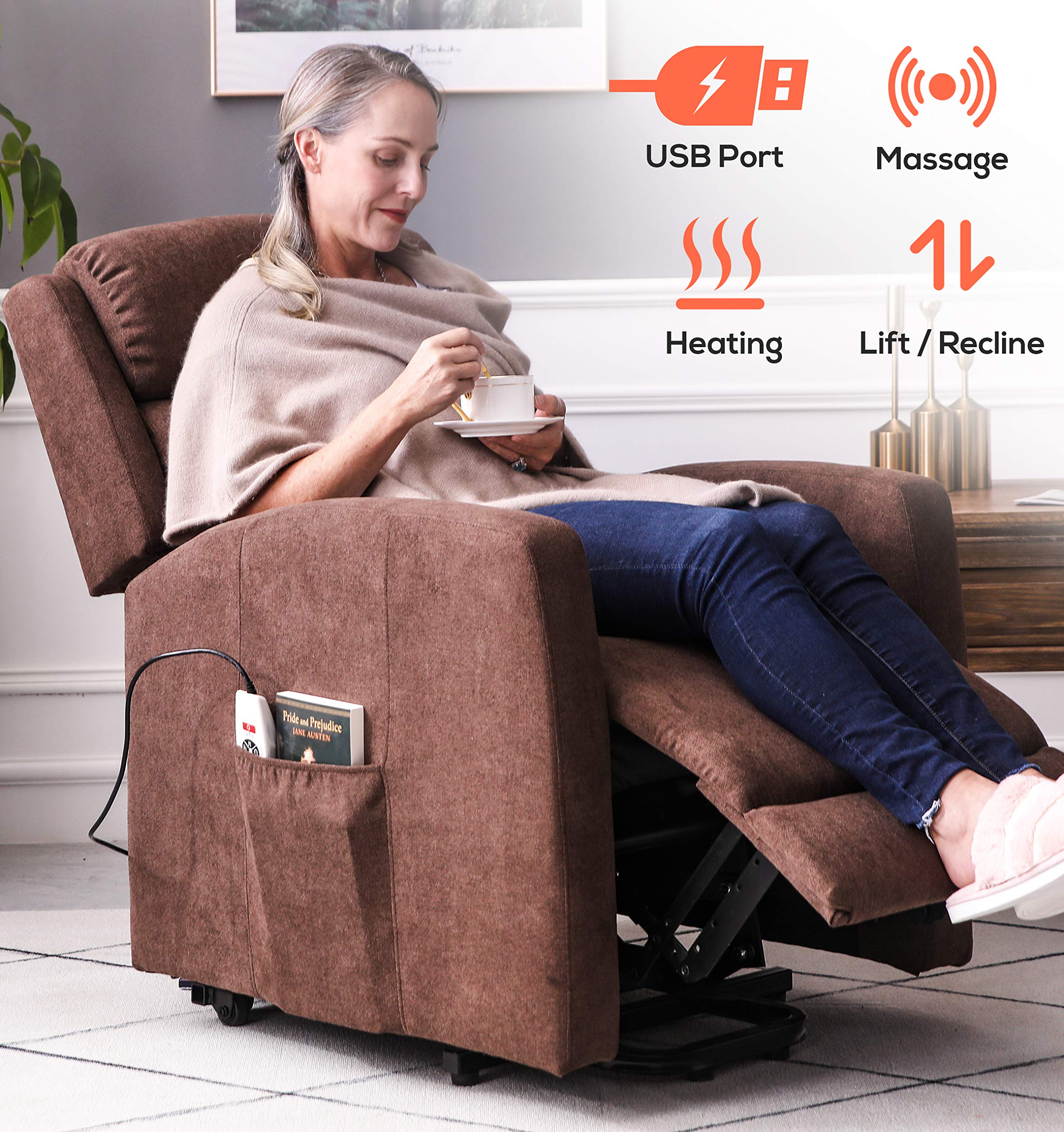 Buy ERGOREAL Power Lift Chair for Elderly Fabric Lift Recliner with