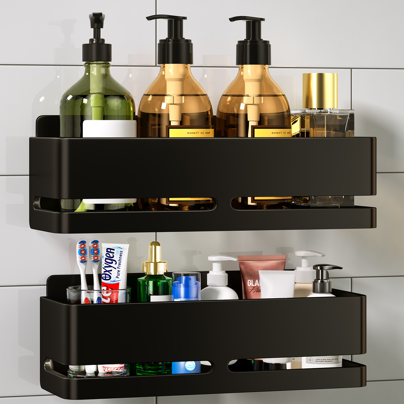 Yeaupe Pro Mensola Doccia Senza Foratura (Set 5 pz), Nero