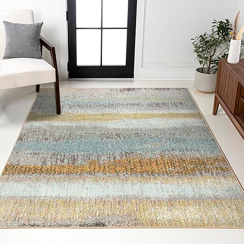 JONATHAN Y Alfombra abstracta moderna para interiores, color cremaamarillo, 3 x 5, contemporánea POP, transicional, fácil limpieza para sala de