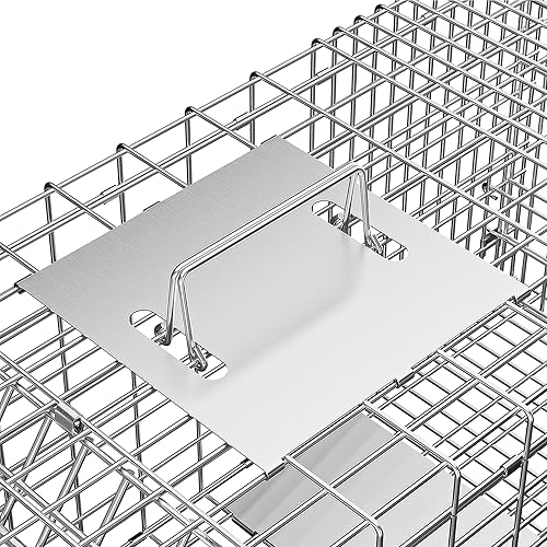 Miniatura 23 de ZENY Trampa de jaula de animales vivos de 32 x 12.5 x 12 pulgadas con puerta de hierro, jaula de acero para conejos, gatos callejeros, ardillas