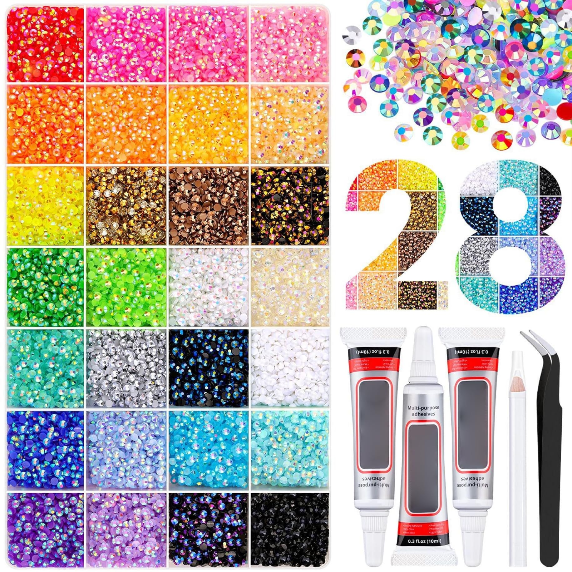 Kit de diamantes de imitación para decoración de uñas y proyectos creativos de costura