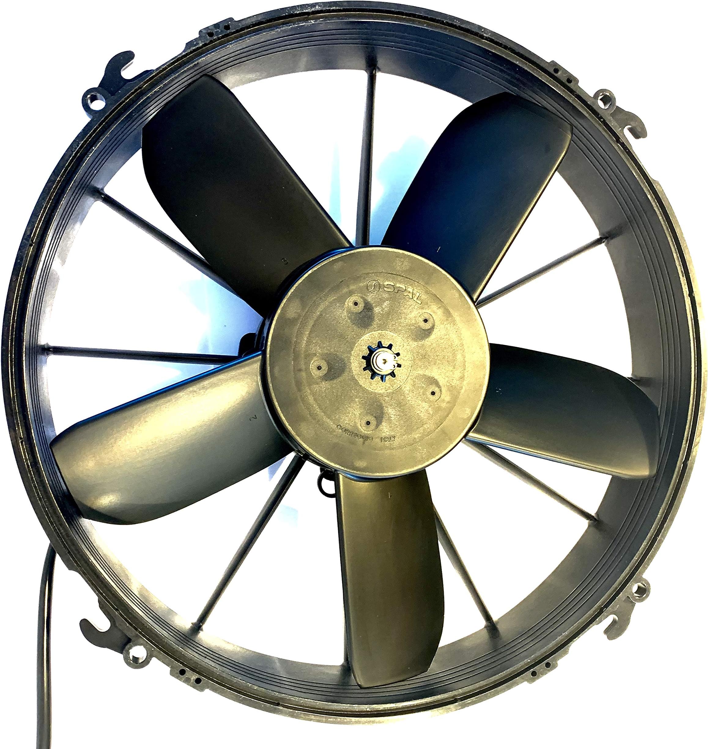 Spal30102038 12" Puller Fan 12 Volt High Performance Straight Blade 1640 cfm w Plastic Shroud
