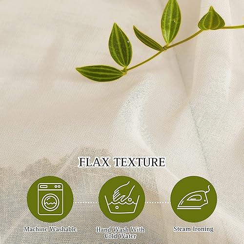 Miniatura 5 de NICETOWN Cortinas para puerta corrediza extra anchas, cortina de lino semitransparente con ojales, privacidad y filtrado de luz, elegante para