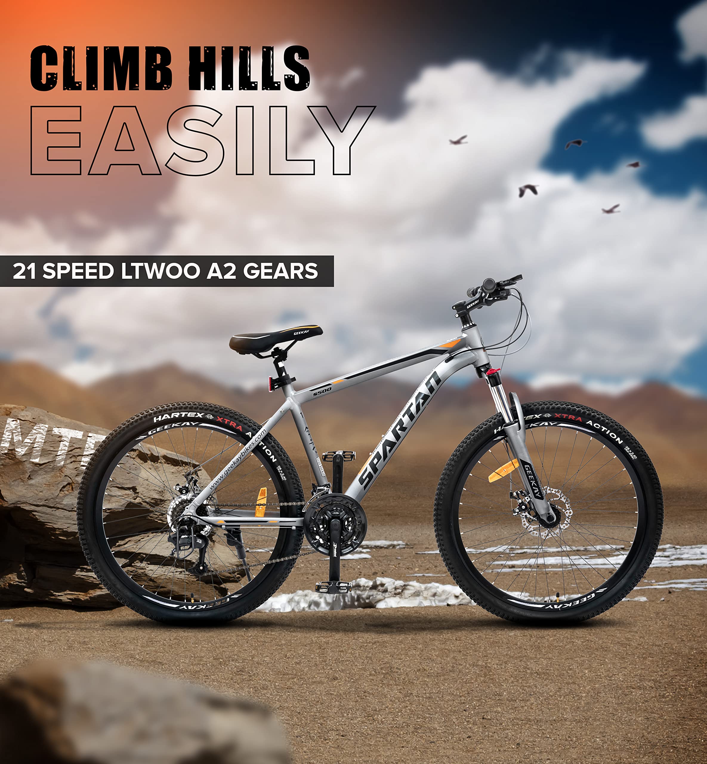 Geekay Unisex Spartan 21 Speed Gear MTB with Alloy Suspension Fork