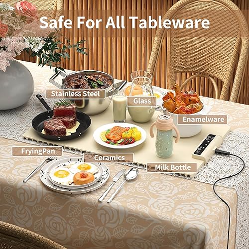 Miniatura 5 de Alfombrilla eléctrica para calentar alimentos calentador de alimentos de silicona para bufé de fiestas, almohadillas portátiles de calentamiento