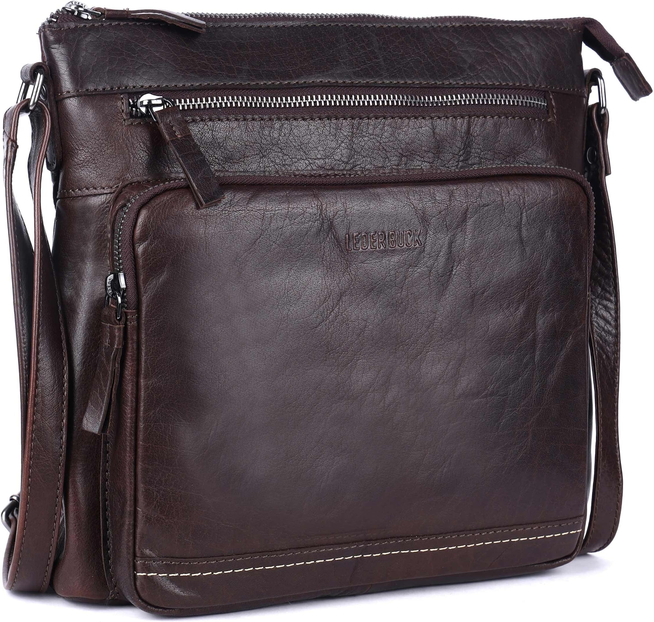Olga Women's Extra-Large Genuine Leather Crossbody Purse – Soft Triple-Zip Shoulder Bag