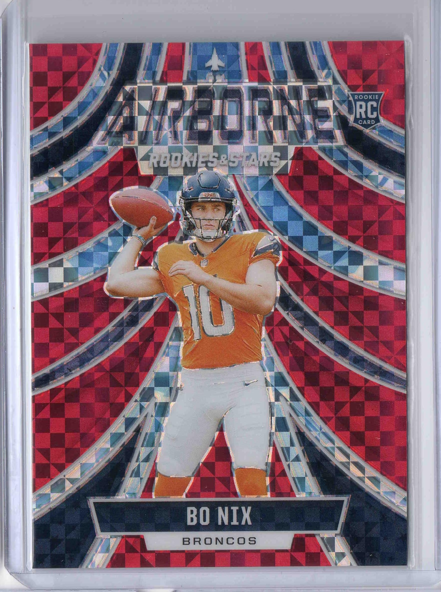 Amazon.com: 2024 Rookies and Stars Airborne Red Plaid #26 Bo Nix