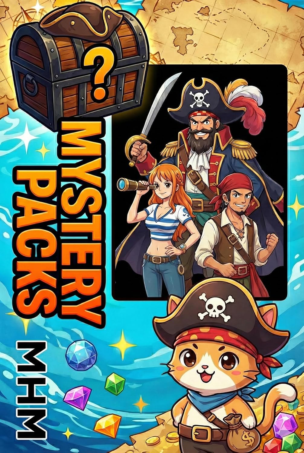 One Piece Card Game Mystery Pack Bundle – 6 Sealed Booster Packs (OP-09, OP-10, OP-13) + Ultra Pro Card Sleeves – Authentic Japanese TCG Packs – Collector & Player Gift Set