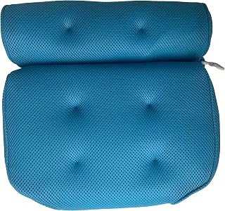 Bath Pillow Bathtub Pillow with 6 Upgraded Non-slip Suction Cups, Extra Thick Spa Bathtub Cushion for Head, Neck, Back and Shoulder Support, Fits Jacuzzi & Hot Tubs (Blue)