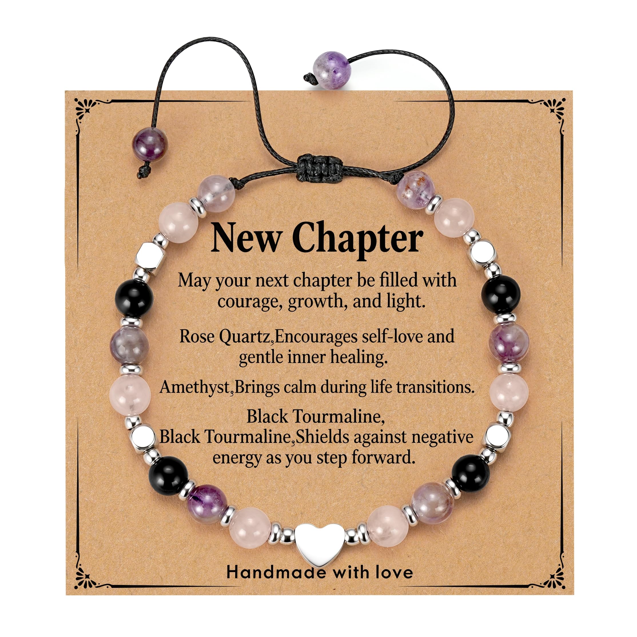Gift for Women Crystal Bracelet, Natural Stone Adjustable Anxiety Relief New Chapter