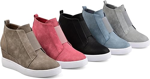 Miniatura 6 de Journee Collection Womens Clara Comfort Wedge Heel Sneakers with Round-Toe and Perforated Details