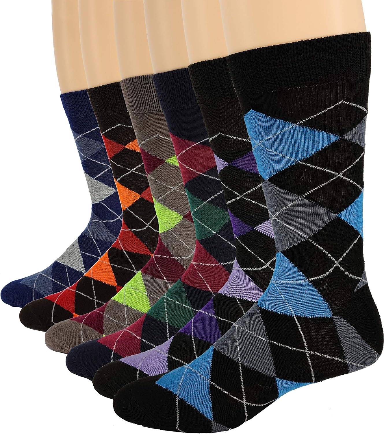 Debra Weitzner Mens Dress Socks with Gift Box - Cotton Colorful Classic Argyle Sock - Patterned Crew Socks for Men 6 Pairs - Image 2