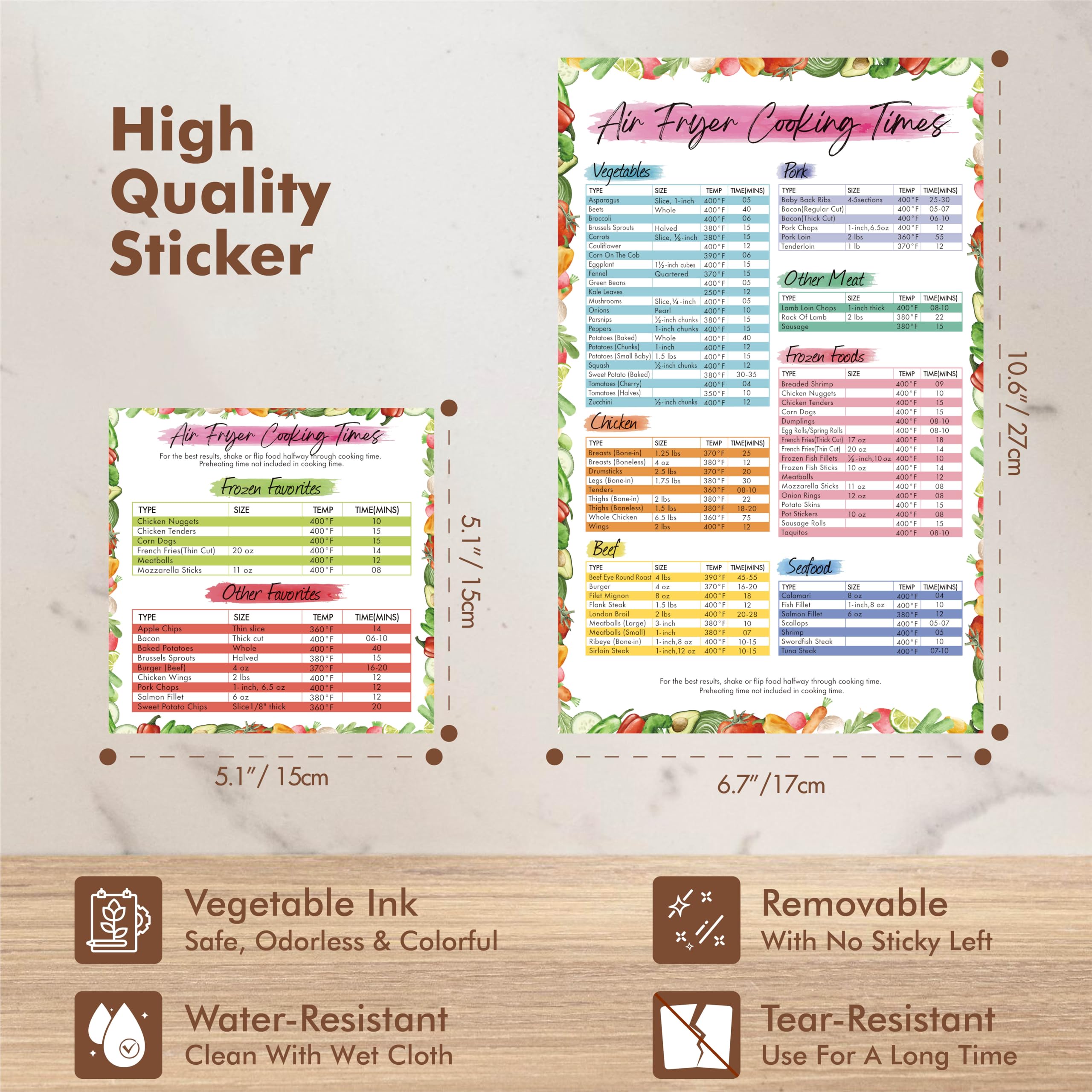 Air Fryer Cheat Sheet Set - Cooking Times Guide -4 Air Fryer Cheat Sheet Set - Cooking Times Guide -4