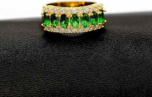 Miniatura 3 de Uloveido Hermosas mujeres 7 piedras anillo de boda ovalado circonita cúbica compromiso aniversario anillos J501