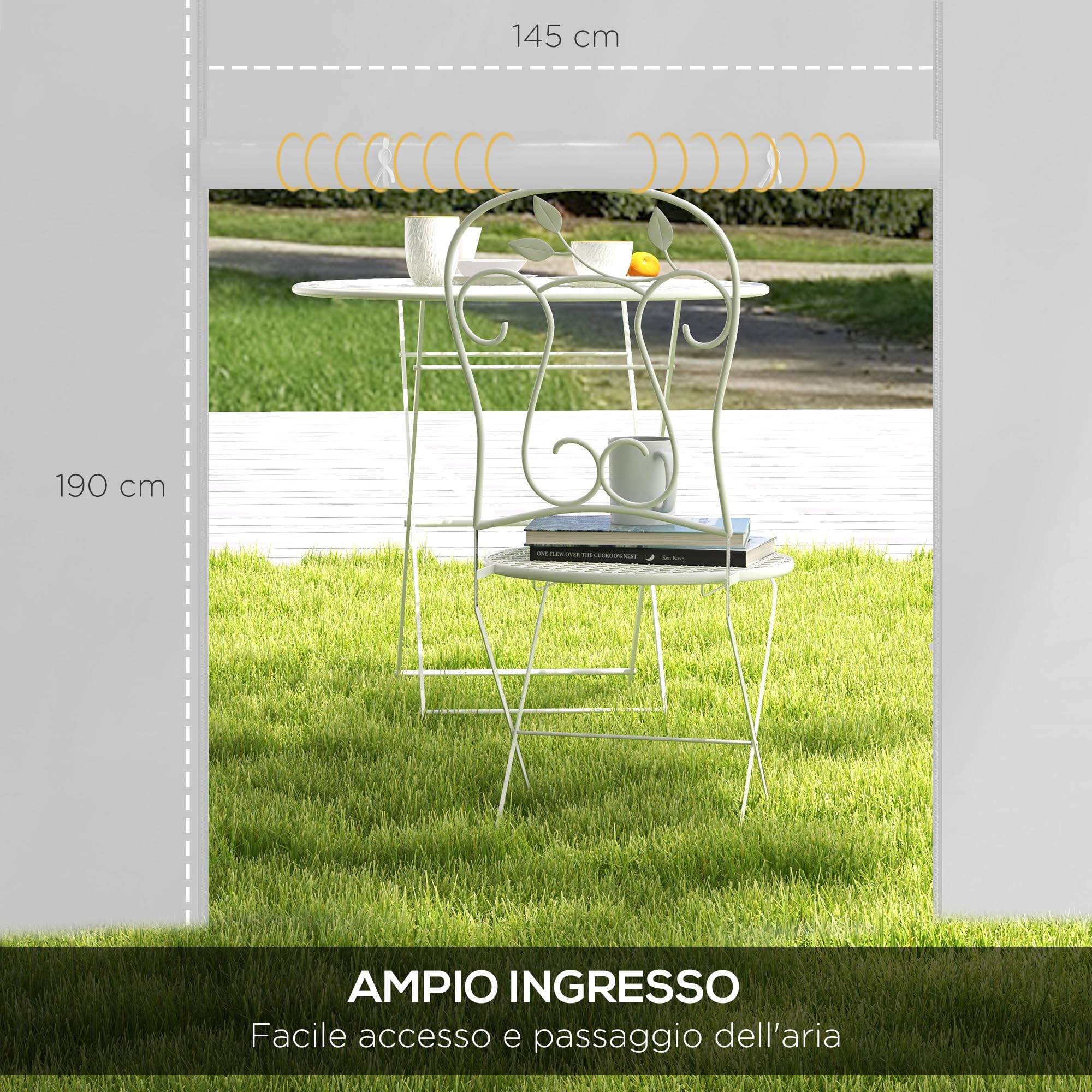 Outsunny Set 2 Pareti Laterali per Gazebo 3x3 m e 3x6m 295x195cm Bianco | Teli per Gazebo, Finestre, Tende Avvolgibili, Tessuto Oxford