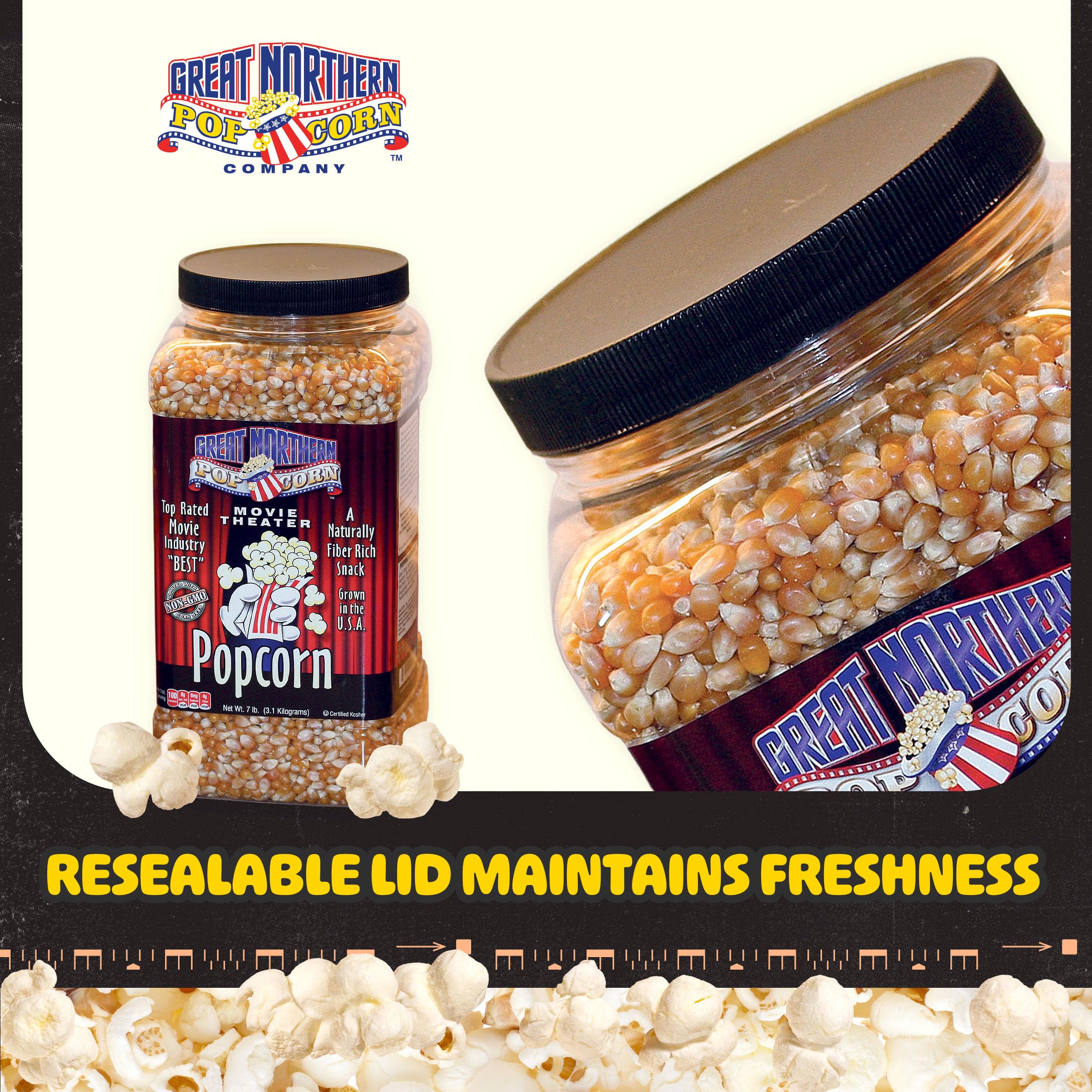Great Northern Popcorn Premium Yellow Gourmet Popcorn, 7 funtów Jug