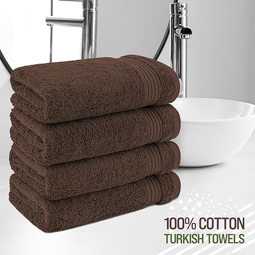 Vista 345 de American Veteran Towel, Juego de 4 toallas de mano para baño, juego de toallas de mano turcas 100% algodón, toallas de mano suaves, toallas de mano