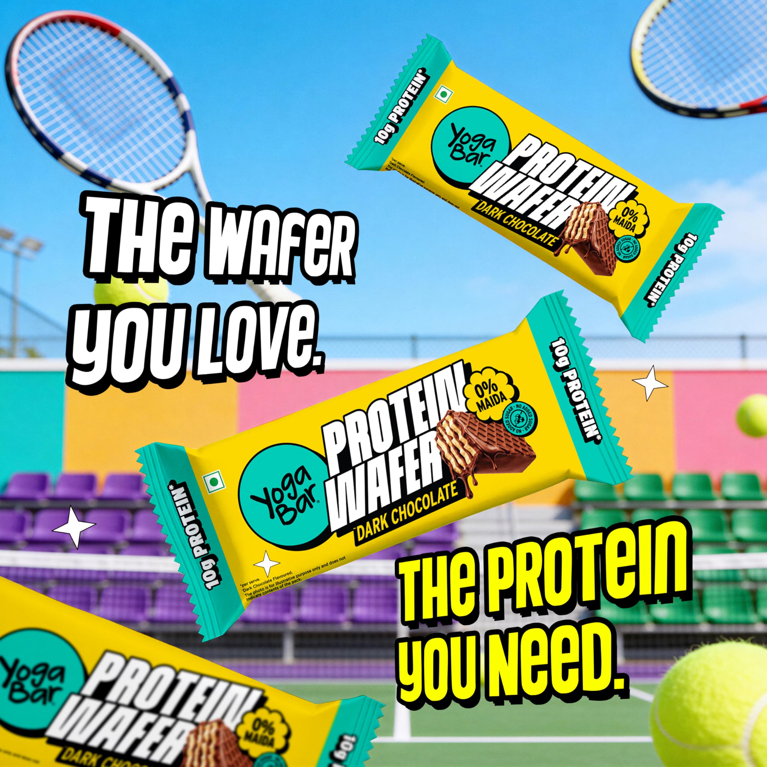 Yogabar 10g Protein Wafer Bars | Dark Chocolate Flavor | Crunchy High-Protein Snack | Source of Protein & Fiber | 0% Maida | Made with Millets | 40g Each | Pack of 10 — Amazon image 3