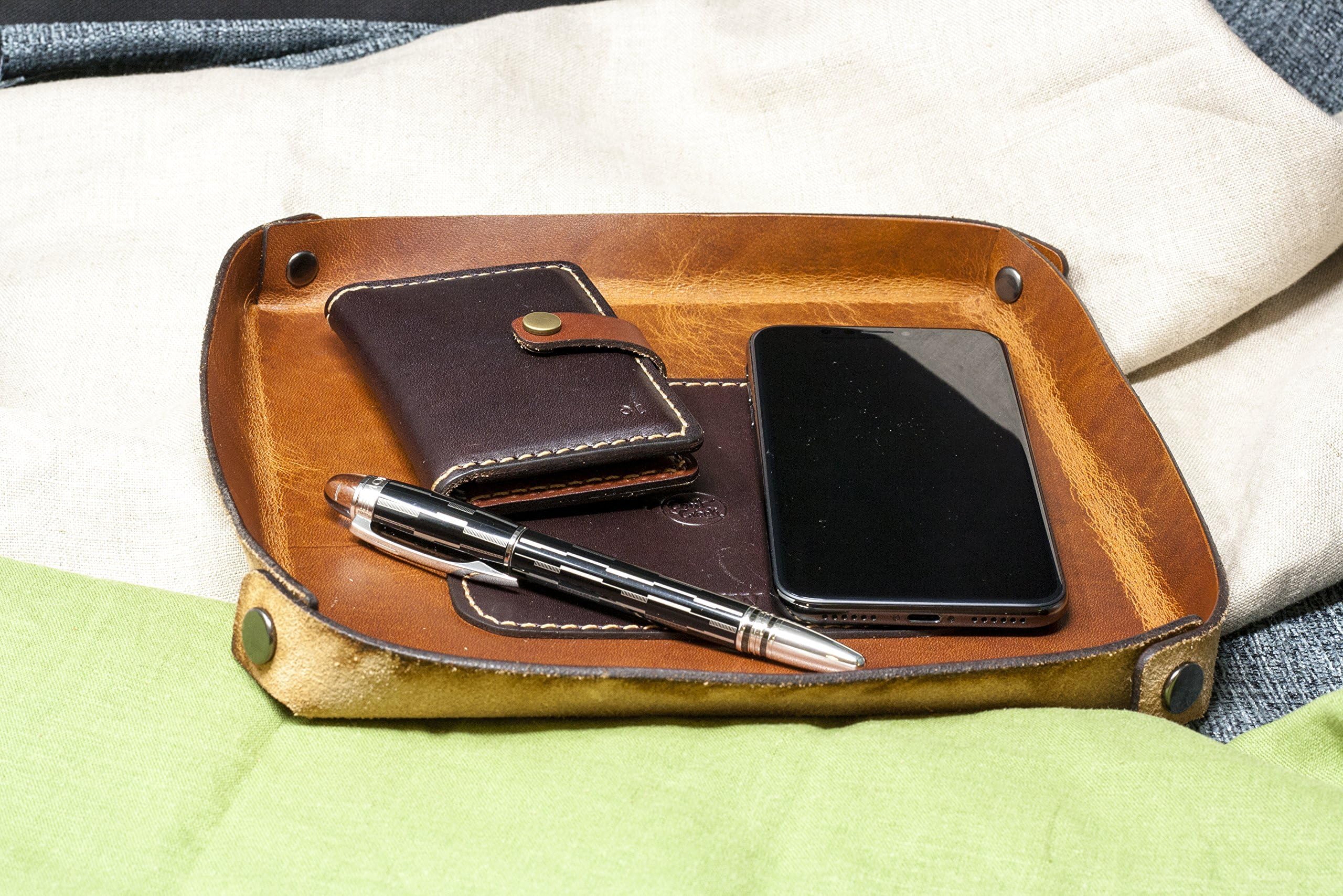 Leather Valet Tray - Full Grain Horween Leather/Desk Organizer/Design Tray/Horween Bi-color