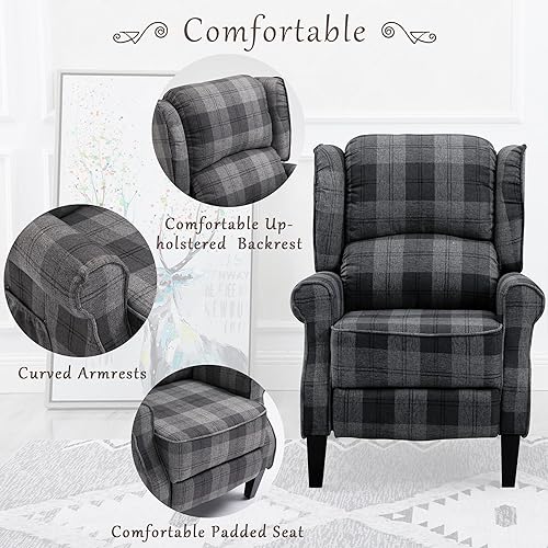 Miniatura 6 de Silla reclinable moderna - Silla de ocio tapizada con bolsillo lateral - Sofá individual con respaldo ajustable y reposapiés - Silla de rincón de