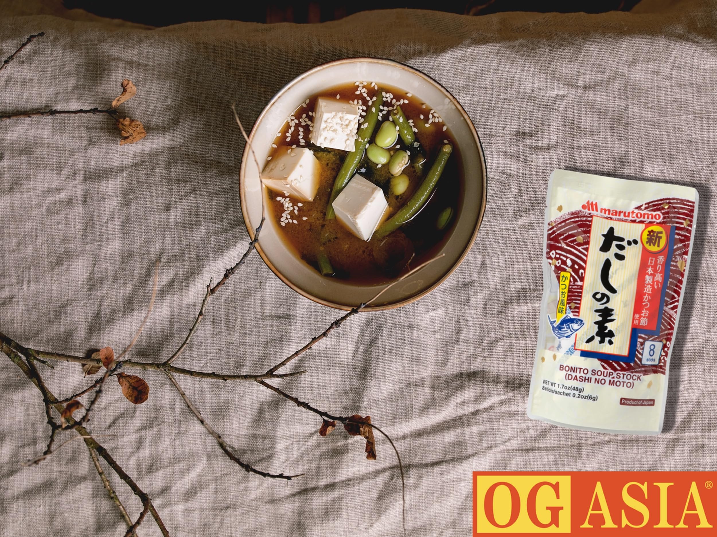 MARUTOMO Dashino Moto Lot de 15 poudres Dashi japonaises pour soupe miso et plus encore, goût authentique Umami OG ASIA 720 g