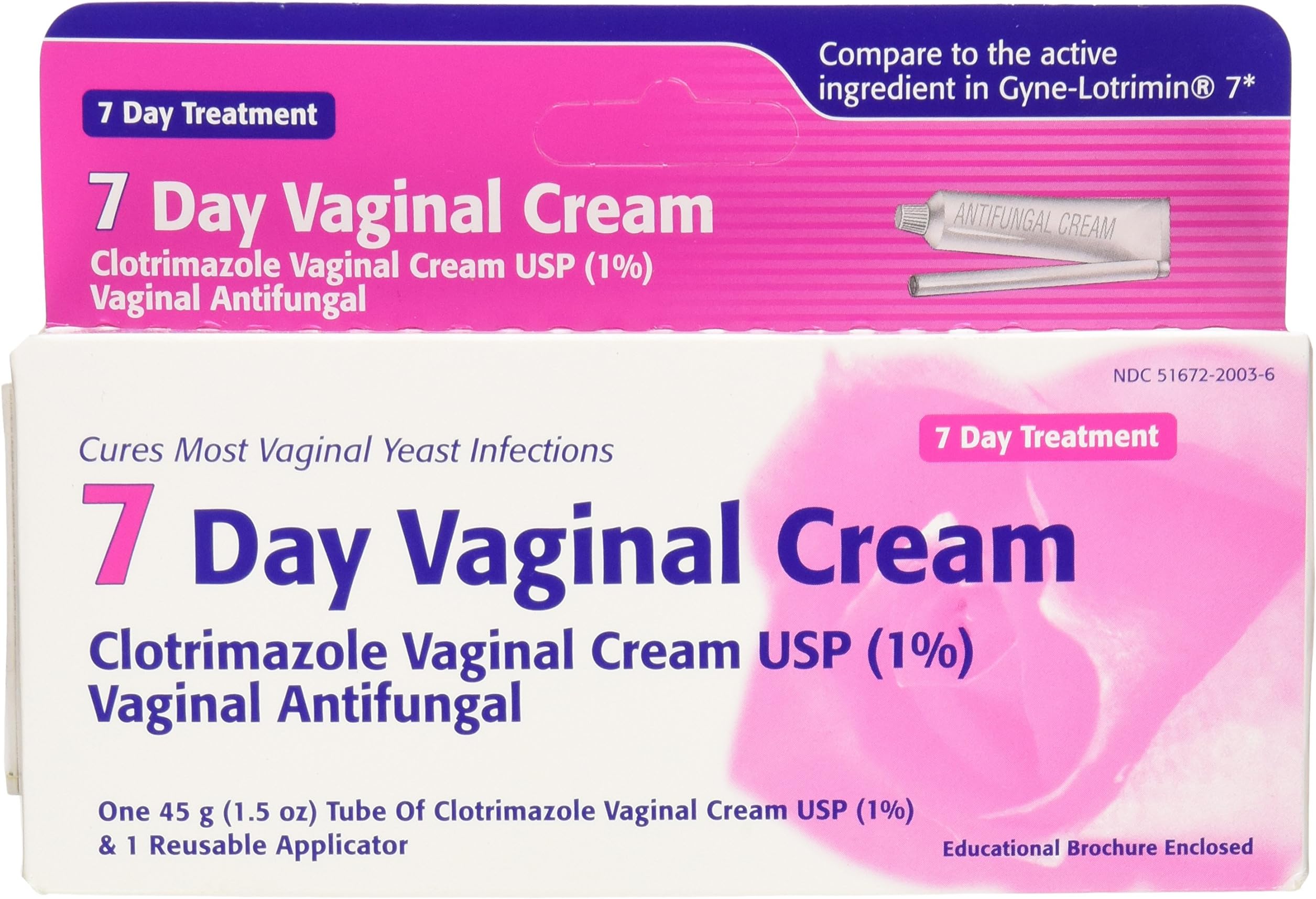 Clotrimazole USP 1% 7-Day Vaginal Cream 1.5 Oz (45g) Yeast Infection Treatment, Feminine Anti-Itch Cream for External Itching & Irritation