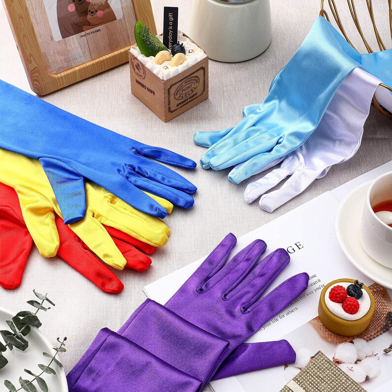 9 Pcs Long Satin Gloves for Women Elbow Length Opera Gloves 1920s Evening Party Mitten for Adult, 9 Color - Image 6