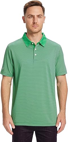 Miniatura 2 de Polo de golf para hombre, absorbe la humedad, ajuste seco, atlético, manga corta, a rayas, para hombre