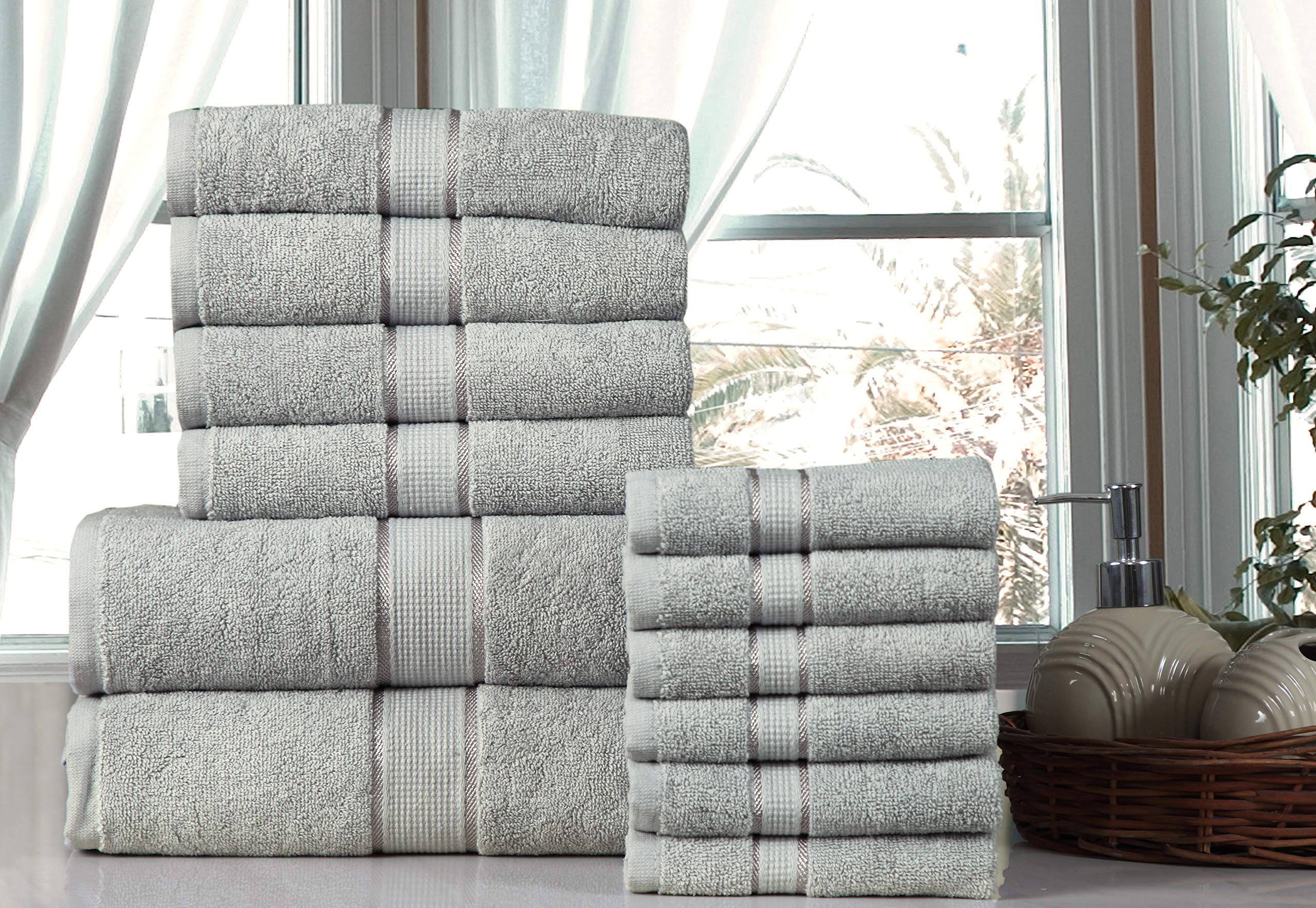 Excel Hometex 100% Luxurious Cotton 600 GSM 12PC Bath Towel Set (Silver)