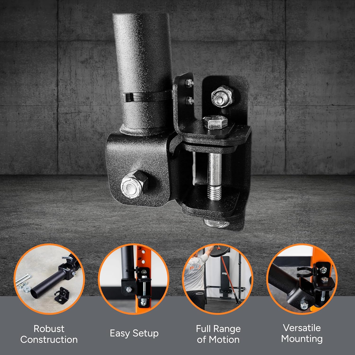 PRx Performance Landmine Attachment - Rack Mounted, T Bar Row, Squat Rack Attachments, Olympic Barbell, Full Body Workout, Garage Gym, Exercise Equipment, 2" Sleeves, Barbell Landmine Row - Black