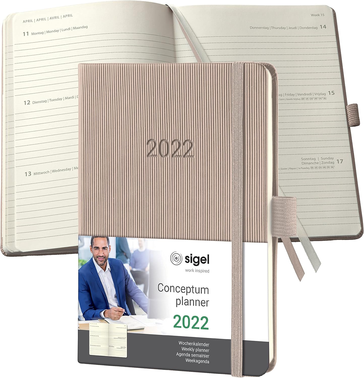 Sigel C2261 Conceptum Weekly Planner 2022-10,8 x 15,1 cm - hardcover - 176 Pages - Taupe, ca. A6