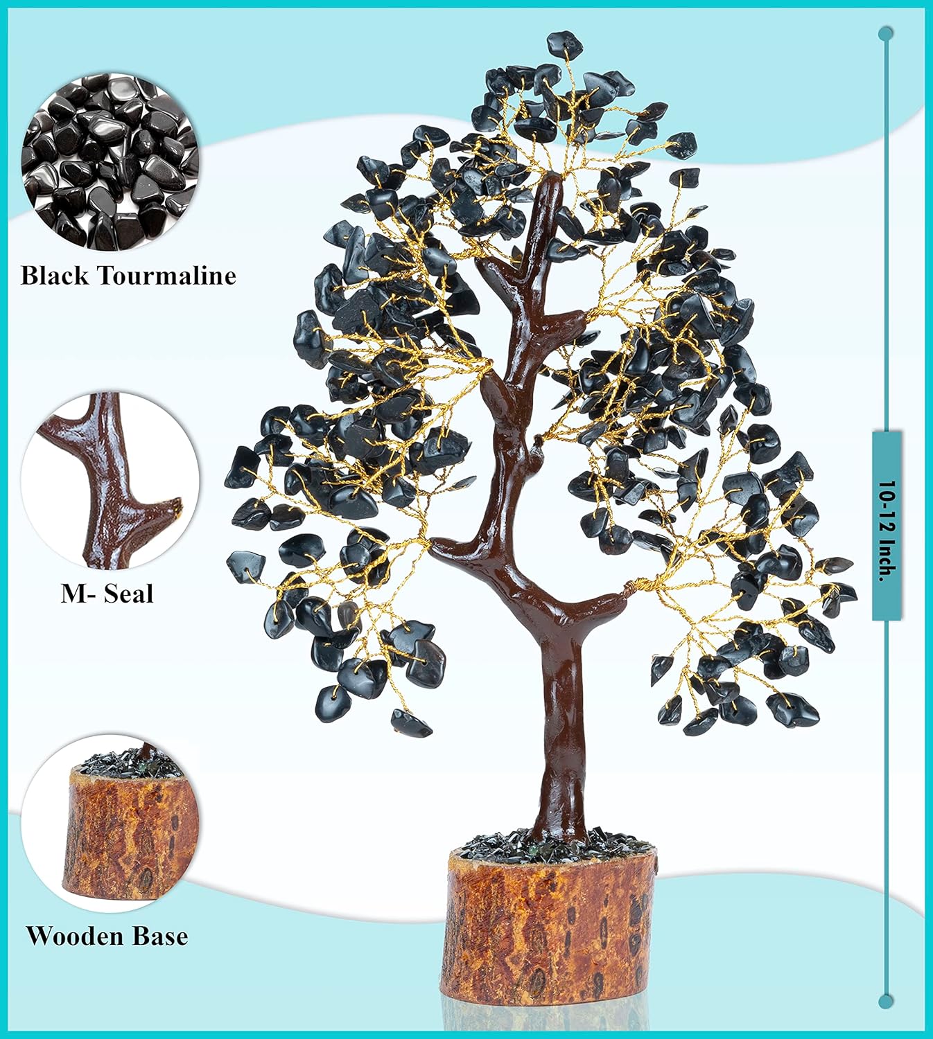 "Black Tourmaline Crystal Tree of Life with Bracelet & 2 Pendants Feng Shui Gem Tree Decor Healing Crystals Spiritual Black Gifts for Home Room & Desk Decor Gifts for Women, Girlfriend, Her & Sister" - Image 5