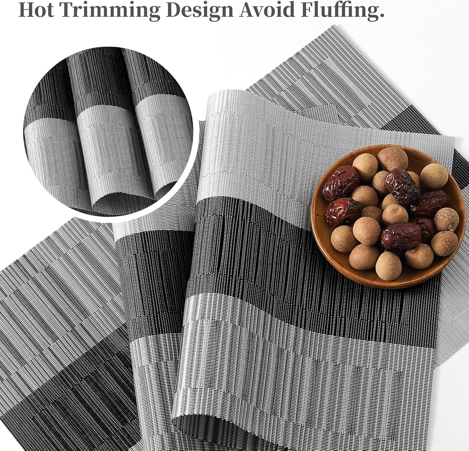 GKN Washable PVC Heat Resistant Colorful Table Place Mats for Kitchen Dining Table Mates Washable Heat-Resistant for Dining Table (Gray, Pack of 6) — Amazon image 8