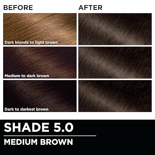 Miniatura 5 de Garnier Olia Tinte para el cabello permanente rico en aceite de color brillante sin amoníaco, 5.0 marrón medio (paquete de 2) tinte para el cabello