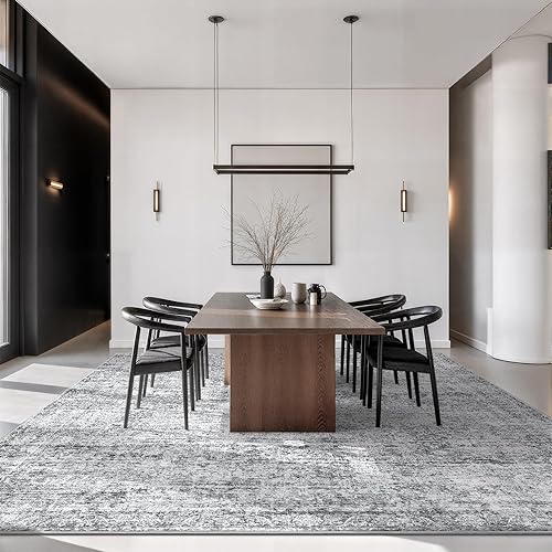 Miniatura 253 de Rugland Alfombras de área de 8 x 10, alfombra lavable resistente a las manchas, alfombras antideslizantes para sala de estar, alfombras tribales