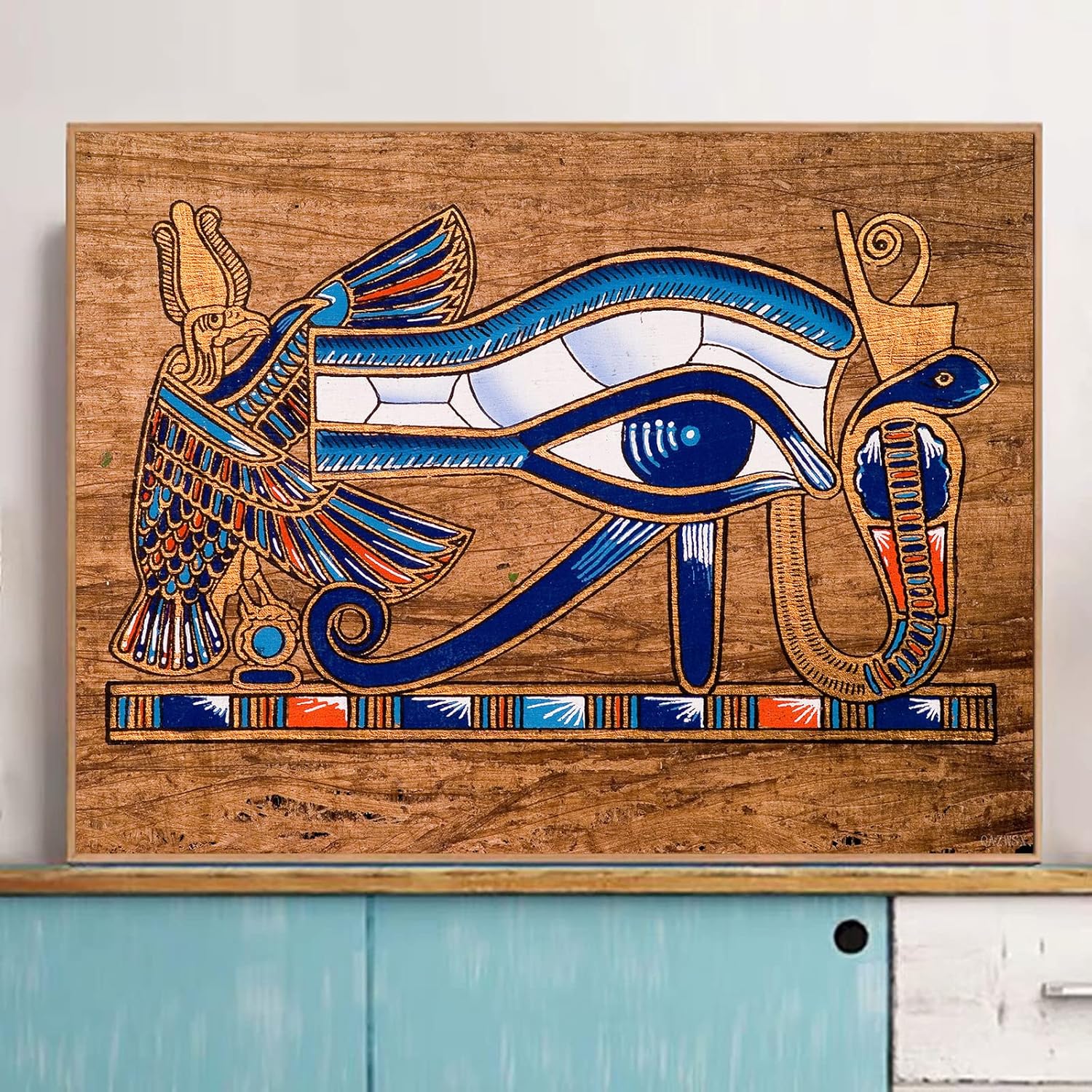 QAZWSX Ancient Egypt Eye of Horus 5D DIY Diamond Art Painting Kits Full Drill Round Rhinestone Diamond Embroidery Cross Stitch Painting Craft Canvas Wall Decor 30x40 cm