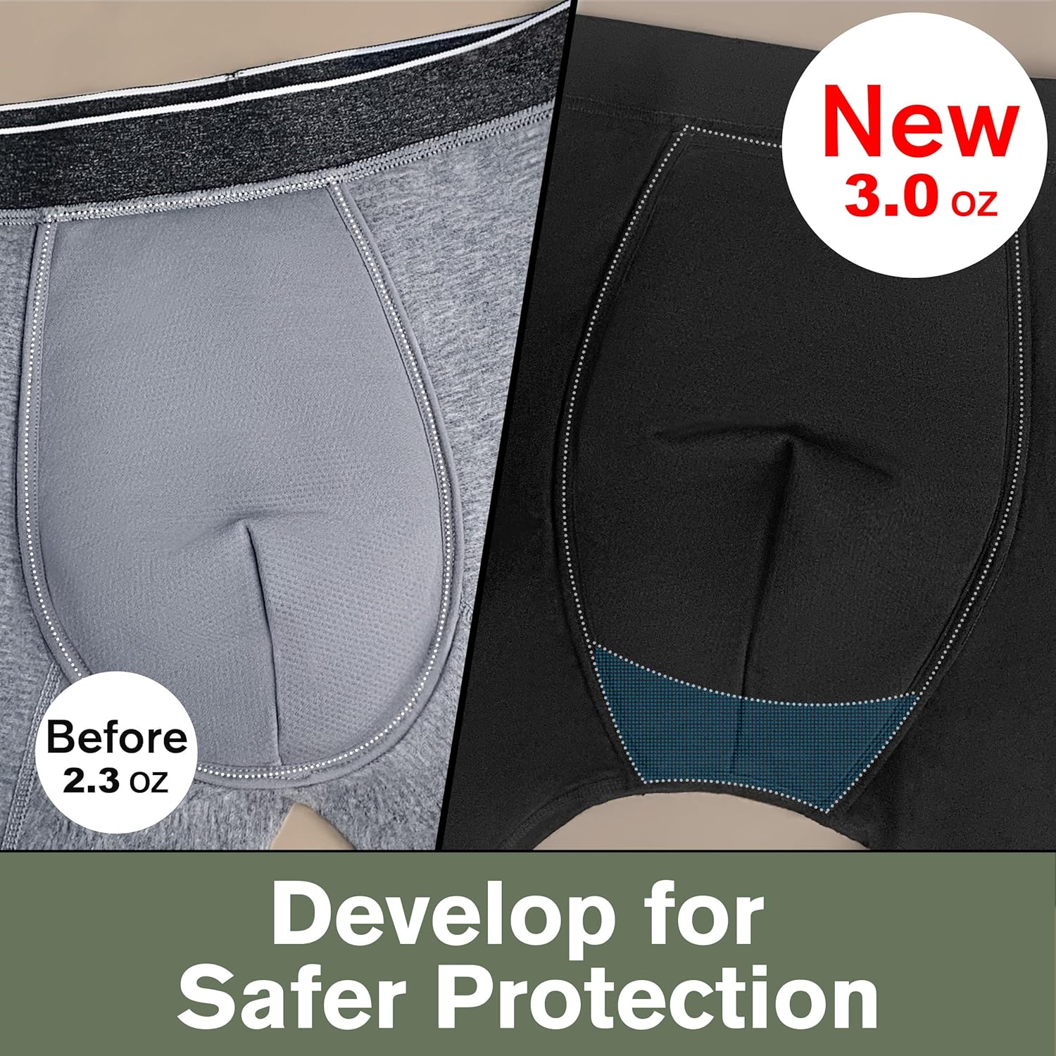 Incontinence Underwear for Men Washable 3.0 oz Absorbent Protective Leak Proof Bladder Control Boxer Briefs 3 Pack (3 Black, M) - Image 4